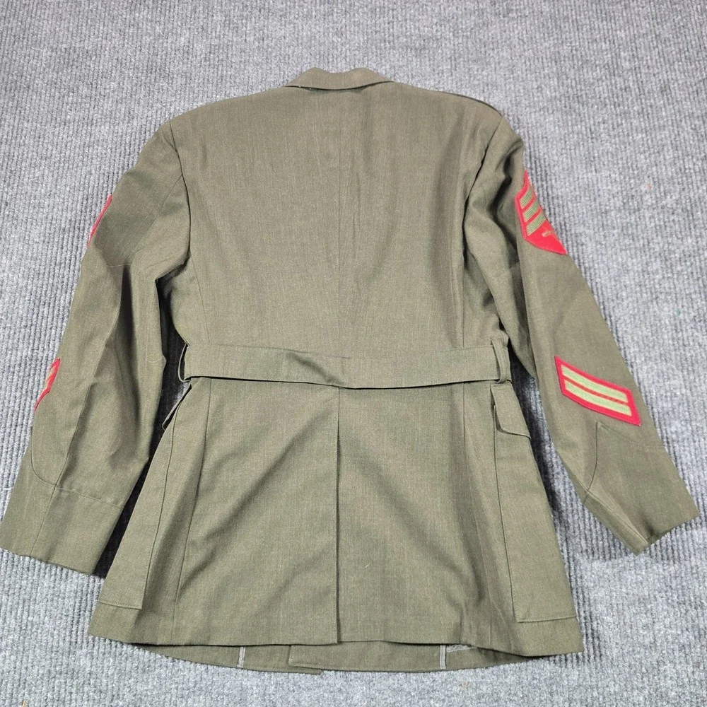 WWII Era USMC Enlisted Service Coat 44S Wool Sgt‎ Chevron Patches Green Vintage